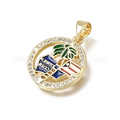 Brass Micro Pave Clear Cubic Zirconia Pendants&nbsp;CU-E002-13G