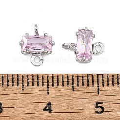 SHEGRACE Brass Pave Cubic Zirconia Rectangle Connector Charms&nbsp;XGRQ2O378-438B-P