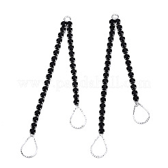 Brass Pave Crystal Rhinestone Chain with Teardrop Big Pendants&nbsp;KK-N216-424-02P