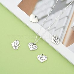 Wedding Theme Antique Silver Tone Tibetan Style Alloy Heart with Mother of the Groom Rhinestone Charms&nbsp;TIBEP-N005-17A