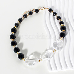 Clear Nugget Glass & Plastic Imitation Round Pearl Graduated Beaded Necklaces&nbsp;FS-WGFC76A-01