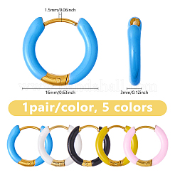 5 Pairs 5 Color 316 Stainless Steel Enamel Ring Hoop Earrings&nbsp;EJEW-DC0001-39A
