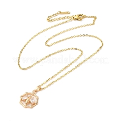 Brass Micro Pave Cubic Zirconia Pendant Necklaces for Women&nbsp;NJEW-E106-16KCG-01