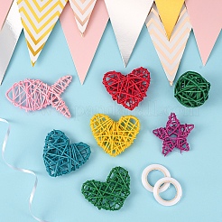 11Pcs Wicker Rattan Ornaments&nbsp;AJEW-CJ0001-21