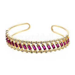 Cubic Zirconia Rectangle Open Cuff Bangle&nbsp;BJEW-N014-025D