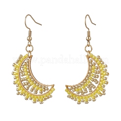 3 Pairs Glass Moon Dangle Earrings&nbsp;EJEW-MZ00611