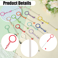 28Pcs 14 Colors Alloy & Plastic Bar Pendant Keychains&nbsp;FIND-SC0017-22