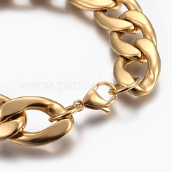 Ion Plating(IP) 304 Stainless Steel Curb Chain Bracelets&nbsp;BJEW-L634-05D-G