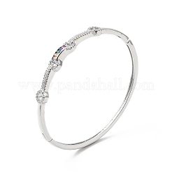 Rectangle & Donut Colorful Cubic Zirconia Hinged Bangle&nbsp;BJEW-G659-02P