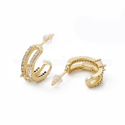 Clear Cubic Zirconia C-Shape Stud Earrings&nbsp;EJEW-I270-05G