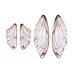 Transparent Resin Light Rose Rhinestone Pendants Set&nbsp;RESI-TAC0002-47A