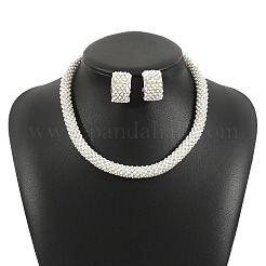 Alloy & Crystal Rhinestone & Plastic Pearl Necklaces & Stud Earrings Sets&nbsp;FS-WGF3D0B-02