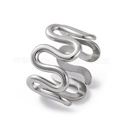Wave 304 Stainless Steel Finger Rings for Women&nbsp;RJEW-F174-06P
