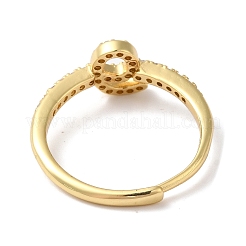 Rack Plating Brass Cubic Zirconia Arabic Letters Adjustable Rings for Women&nbsp;RJEW-S407-10G-05