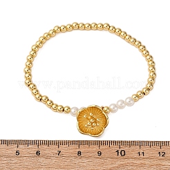 Brass Round Beads Charm Bracelets for Women&nbsp;BJEW-A041-01G