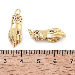 OK Gesture Rack Plating Brass Micro Pave Cubic Zirconia Pendants&nbsp;KK-G512-30G
