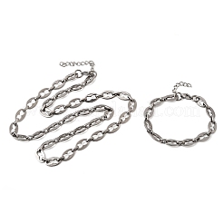 304 Stainless Steel Coffee Bean Chain Bracelet & Necklace Jewelry Sets&nbsp;SJEW-L199-19P
