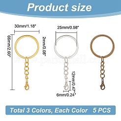 15Pcs 3 Colors Iron Split Key Rings&nbsp;KEYC-PH01509