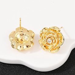Brass Micro Pave Clear Cubic Zirconia Stud Earrings&nbsp;EJEW-F377-01G