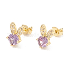 Brass Micro Pave Cubic Zirconia Stud Earring&nbsp;EJEW-C021-06G