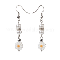 Plastic Pearl Daisy Pendant Dangle Earrings & Stretch Bracelet & Pendant Necklace&nbsp;SJEW-JS01256
