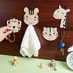 4Pcs Animal Wood Wall Hook Hanger&nbsp;AJEW-WH0609-379