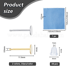 12Pcs 2 Colors 925 Sterling Silver Flat Pad Stud Earring Findings&nbsp;STER-DC0001-62B