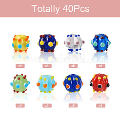40Pcs 8 Colors Handmade Lampwork Beads&nbsp;LAMP-CD0001-16