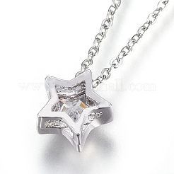 304 Stainless Steel Brass Cubic Zirconia Pendant Necklaces&nbsp;NJEW-O108-13P