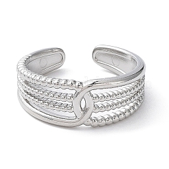 Non-Tarnish 304 Stainless Steel Hollow Multi Line Open Cuff Rings&nbsp;RJEW-D006-02P
