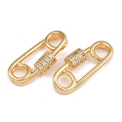 Brass Micro Pave Clear Cubic Zirconia Connector Charms&nbsp;KK-F910-09G