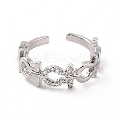 Clear Cubic Zirconia Hollow Out Open Cuff Ring&nbsp;RJEW-G283-13P