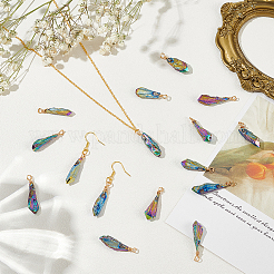 16Pcs Electroplated Raw Rough Natural Quartz Crystal Copper Wire Wrapped Pendants&nbsp;FIND-FG0003-30A