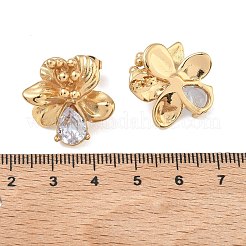 Valentine's Day 304 Stainless Steel Cubic Zirconia Stud Earrings for Women&nbsp;EJEW-F411-01G-02