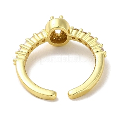 Rack Plating Brass Micro Pave Cubic Zirconia Cuff Rings&nbsp;RJEW-H228-10G