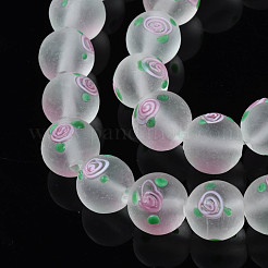 Handmade Frosted Lampwork Beads Strands&nbsp;LAMP-N021-39C