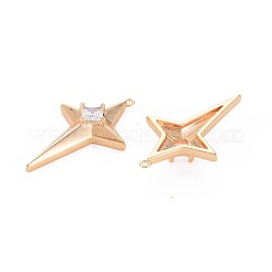 Brass Micro Pave Clear Cubic Zirconia Pendants&nbsp;KK-S364-102G
