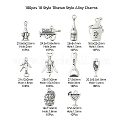 100pcs 10 Style Tibetan Style Alloy Pendants&nbsp;TIBEP-CJ0001-27