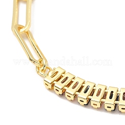 Colorful Cubic Zirconia & Paperclip Chain Necklace for Girl Women Gift&nbsp;NJEW-A005-07G