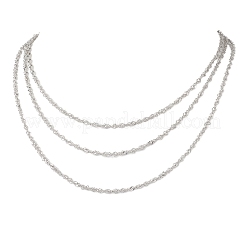 304 Stainless Steel Singapore Chain 3 Layer Necklaces for Women&nbsp;NJEW-JN05479