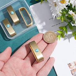 4Pcs 2 Style Brass with Synthetic Turquoise Loop Keepers&nbsp;KK-WR0001-08