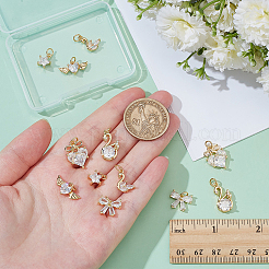 12Pcs 6 Styles Brass Micro Pave Cubic Zirconia Pendants&nbsp;ZIRC-WR0001-08