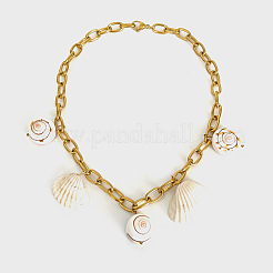 Summer 316L Surgical Stainless Steel & Natual Shell Pendant Necklaces for Women&nbsp;FS-WG2E862-01