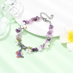 5Pcs Printed Alloy Butterfly Charm Bracelets&nbsp;BJEW-JB12404