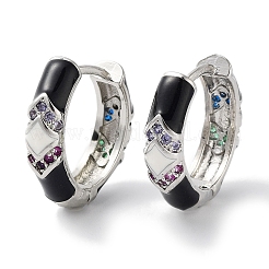 Brass Micro Pave Cubic Zirconia Hoop Earrings&nbsp;EJEW-L269-113P
