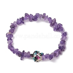 Natural Amethyst Chips Beads Stretch Bracelets&nbsp;BJEW-JB11245-02