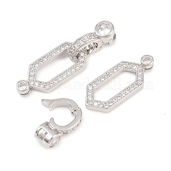 Brass Micro Pave Clear Cubic Zirconia Fold Over Clasps&nbsp;KK-U059-69P