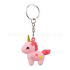 2Pcs 2 Colors Cartoon Unicorn PVC Plastic Keychain&nbsp;KEYC-JKC00676