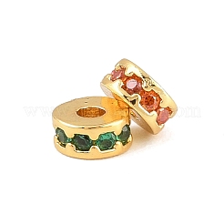 Brass Micro Pave Cubic Zirconia Beads&nbsp;KK-H533-01G-01