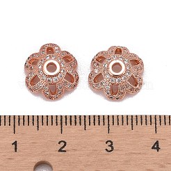 Eco-Friendly 6-Petal Flower Brass Micro Pave Cubic Zirconia Bead Caps&nbsp;LS-ZIRC-M098-01RG-FF